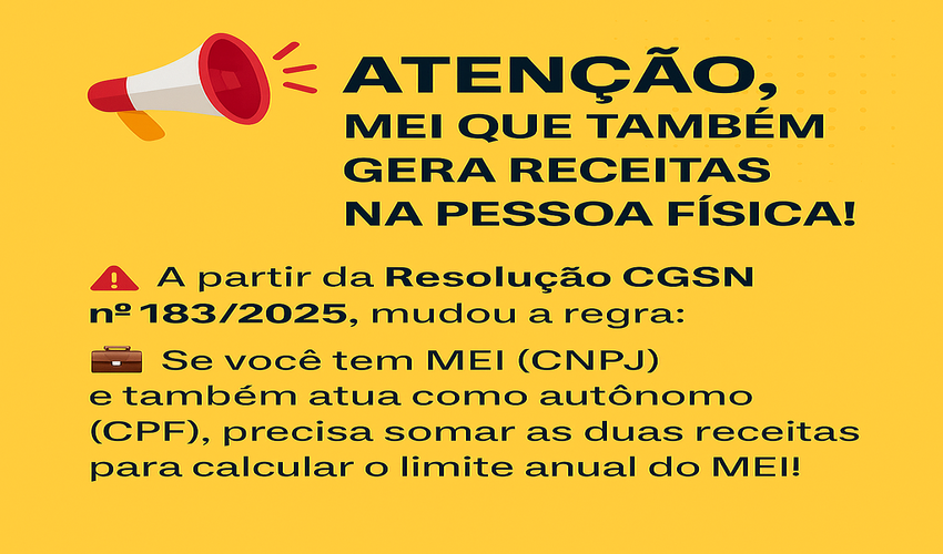 Atenção, MEI que também gera receitas na pessoa física!